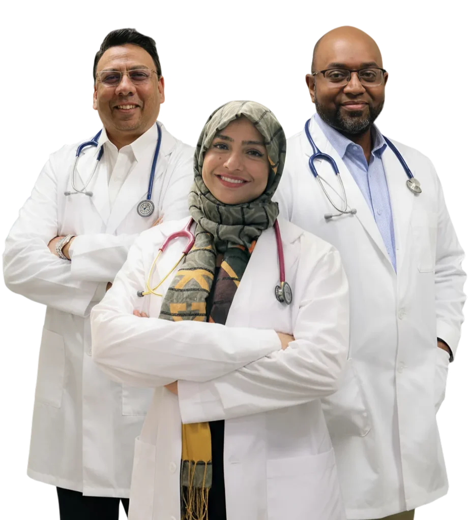Family doctors at a walk-in clinic in Mississauga accepting new patients.